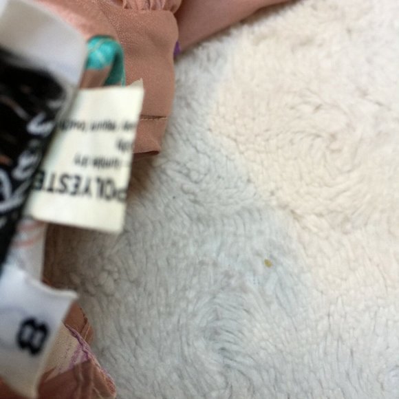 Vintage Helen Fabrikant Top Womens Button Front Floral Ruffle Shirt Size 8 Peach - Picture 10 of 10